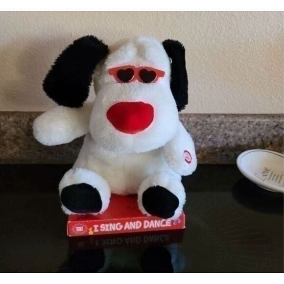 Hugfun plush dog sing dance battery operated cool dog heart sunglasses love - Picture 5 of 5